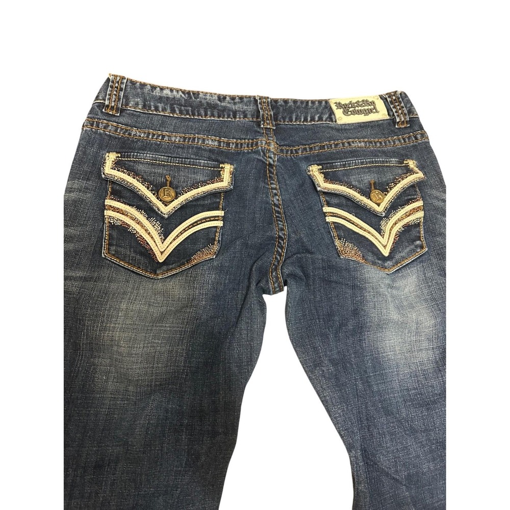 Rock and Roll Cowgirl Rodeo Low Rise 32x34 flap pocket embroidery dark wash jean